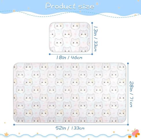 Cartoon Cute Purple Cat Cooling Baby Mattress Topper 28" x 52" Ultra Soft Training Pads for Kids, Adult in Kuwait