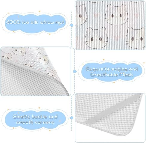 Cartoon Cute Purple Cat Cooling Baby Mattress Topper 28" x 52" Ultra Soft Training Pads for Kids, Adult in Kuwait