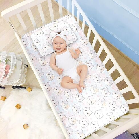 Cartoon Cute Purple Cat Cooling Baby Mattress Topper 28" x 52" Ultra Soft Training Pads for Kids, Adult in Kuwait