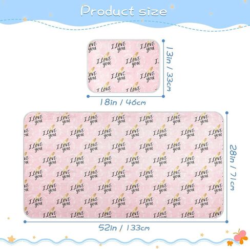 Valentine I Love You Pink Cooling Baby Mattress Cover 28" x 52" Breathable Mattress pad for Kids, Adult in Kuwait