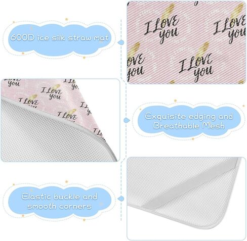Valentine I Love You Pink Cooling Baby Mattress Cover 28" x 52" Breathable Mattress pad for Kids, Adult in Kuwait