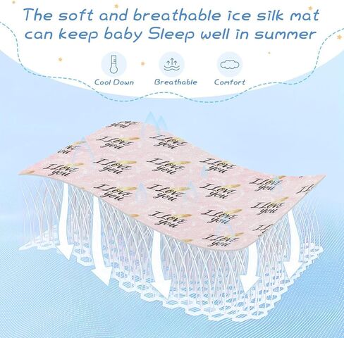 Valentine I Love You Pink Cooling Baby Mattress Cover 28" x 52" Breathable Mattress pad for Kids, Adult in Kuwait