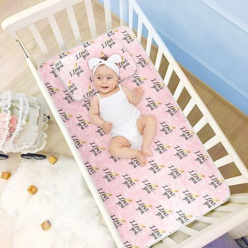 Valentine I Love You Pink Cooling Baby Mattress Cover 28" x 52" Breathable Mattress pad for Kids, Adult in Kuwait