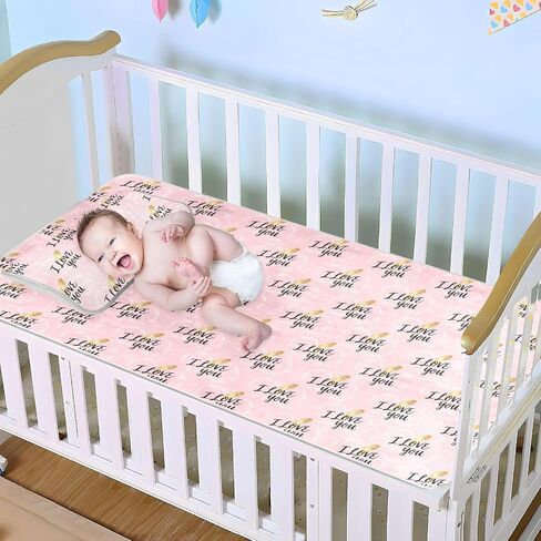 Valentine I Love You Pink Cooling Baby Mattress Cover 28" x 52" Breathable Mattress pad for Kids, Adult in Kuwait