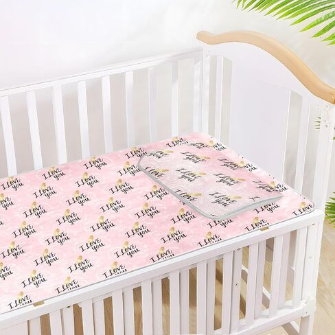 Valentine I Love You Pink Cooling Baby Mattress Cover 28" x 52" Breathable Mattress pad for Kids, Adult in Kuwait