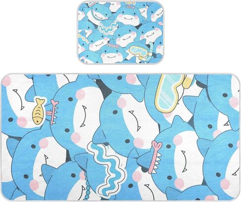 Cartoon Cute Dolphin Blue Cooling Baby Play Mattress 28" x 52" Washable Pads for Bed for Kids, Adult in Kuwait