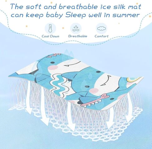 Cartoon Cute Dolphin Blue Cooling Baby Play Mattress 28" x 52" Washable Pads for Bed for Kids, Adult in Kuwait