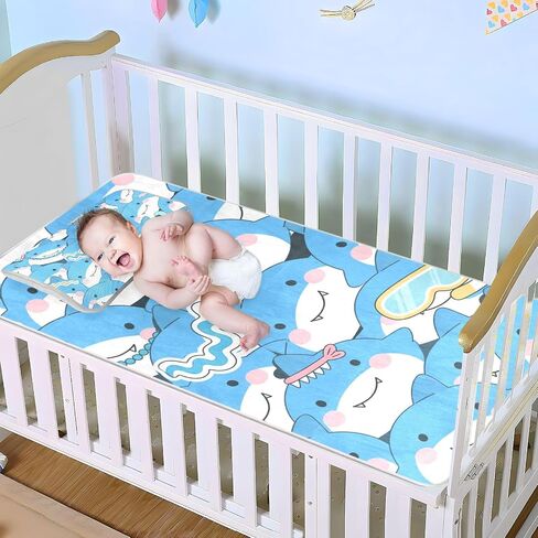 Cartoon Cute Dolphin Blue Cooling Baby Play Mattress 28" x 52" Washable Pads for Bed for Kids, Adult in Kuwait