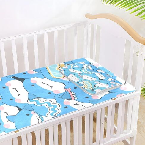 Cartoon Cute Dolphin Blue Cooling Baby Play Mattress 28" x 52" Washable Pads for Bed for Kids, Adult in Kuwait