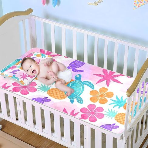Tie Dye Hawaiian Sea Turtle Cooling Baby Mattress Cover 28" x 52" Washable Bed Pads for Adults for Kids, Adult in Kuwait