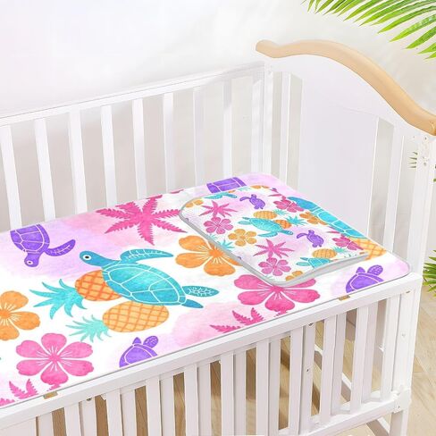 Tie Dye Hawaiian Sea Turtle Cooling Baby Mattress Cover 28" x 52" Washable Bed Pads for Adults for Kids, Adult in Kuwait