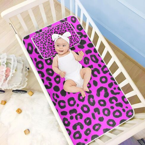 Purple Leopard Print Cooling Baby Fitted Mattress 28" x 52" Ultra Soft Training Pads for Baby&Toddler in Kuwait