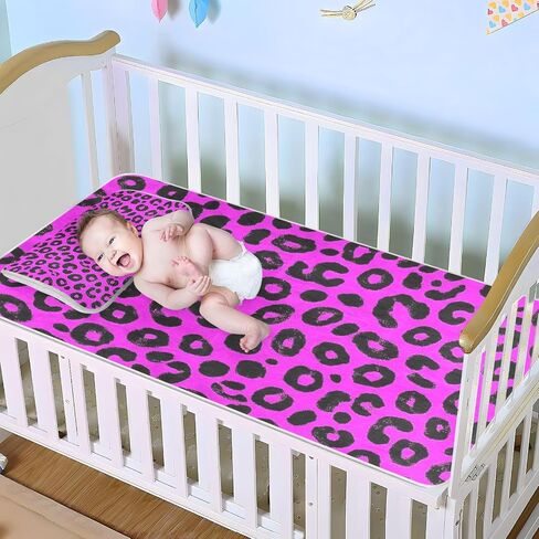Purple Leopard Print Cooling Baby Fitted Mattress 28" x 52" Ultra Soft Training Pads for Baby&Toddler in Kuwait