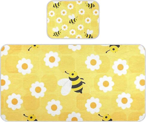 Cute Cartoon Yellow Bee Daisy Cooling Baby Waterproof Mattress 28" x 52" Ultra Soft Crib Mattress pad for Kids, Adult in Kuwait