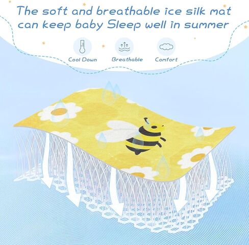Cute Cartoon Yellow Bee Daisy Cooling Baby Waterproof Mattress 28" x 52" Ultra Soft Crib Mattress pad for Kids, Adult in Kuwait