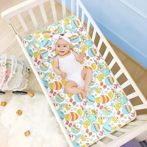 Cartoon Cute Chicks Cooling Baby Bed Mattress Protector 28" x 52" Ultra Soft Crib Mattress pad for Baby&Toddler in Kuwait