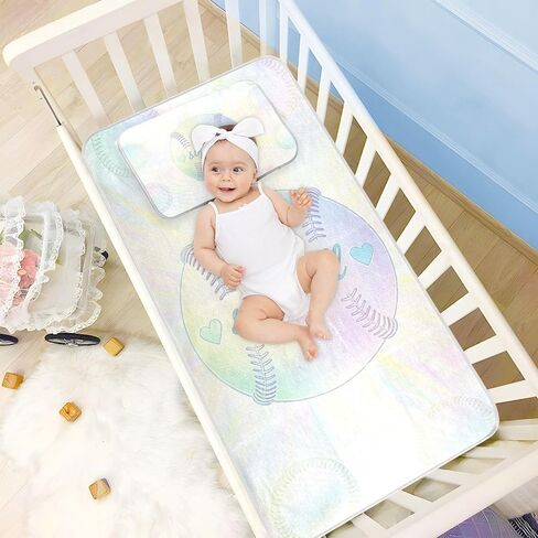 I Love Softball Cooling Baby Crib Mattress 28" x 52" Washable Bed Pads for Kids for Baby&Toddler in Kuwait