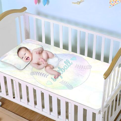 I Love Softball Cooling Baby Crib Mattress 28" x 52" Washable Bed Pads for Kids for Baby&Toddler in Kuwait