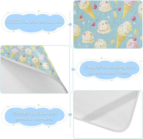 Cartoon Ice Crem Ball Blue Cooling Baby Crib Mattress pad 28" x 52" Absorbent Pads for beds for Baby&Toddler in Kuwait