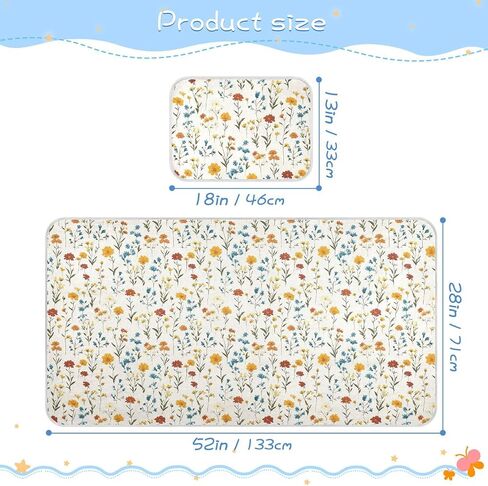 Wildflower Off White Cooling Baby Bed Mattress Protector 28" x 52" Breathable Mattress Pads for Baby&Toddler in Kuwait