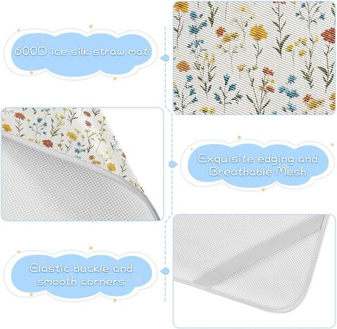 Wildflower Off White Cooling Baby Bed Mattress Protector 28" x 52" Breathable Mattress Pads for Baby&Toddler in Kuwait