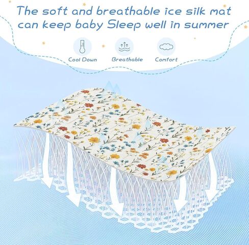 Wildflower Off White Cooling Baby Bed Mattress Protector 28" x 52" Breathable Mattress Pads for Baby&Toddler in Kuwait