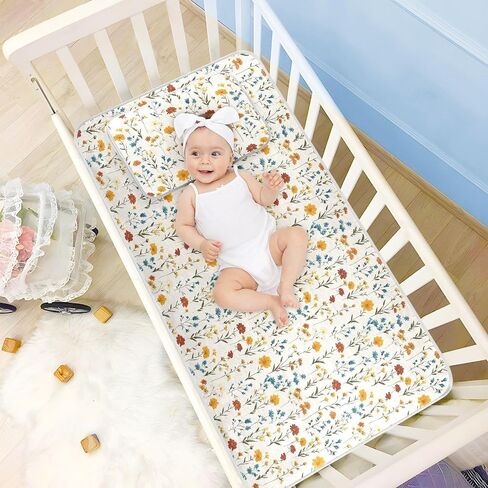 Wildflower Off White Cooling Baby Bed Mattress Protector 28" x 52" Breathable Mattress Pads for Baby&Toddler in Kuwait