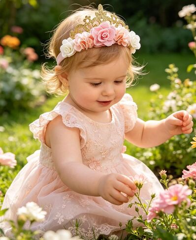 Flower Crown Headband for Baby Girl-Toddlers-Birthday-Hairbands-Accessories in Kuwait