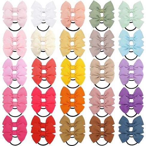 50PCS Tiny Baby Hair Ties 2 Inch Baby Bows Rubber Bands Hair Ties 25 Pairs | aby Girls Kids Children Rubber Bands Grosgrain Ribbon Hair Bows Elastic Hair Ties Bands Ponytail Holders Hair Accessories in Kuwait