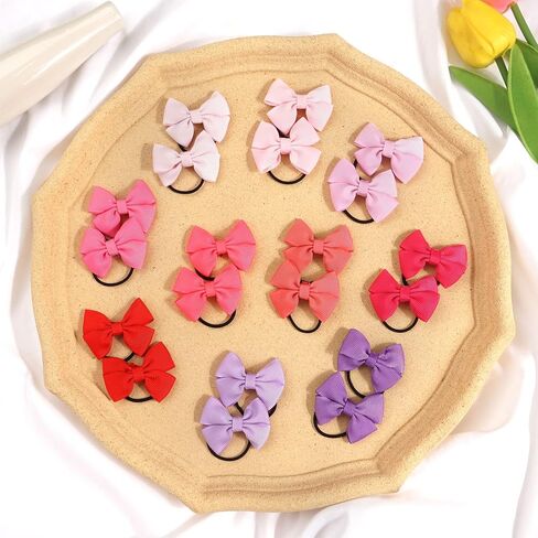 50PCS Tiny Baby Hair Ties 2 Inch Baby Bows Rubber Bands Hair Ties 25 Pairs | aby Girls Kids Children Rubber Bands Grosgrain Ribbon Hair Bows Elastic Hair Ties Bands Ponytail Holders Hair Accessories in Kuwait