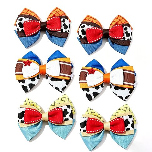 6pcs Baby Girl Hair Bow Clips Cowboy Theme Hair Bow Clips for Girls, Multicolor, 3.9inch Little GirlsToddler Kids Teens Birthday Party Daily Wear in Kuwait