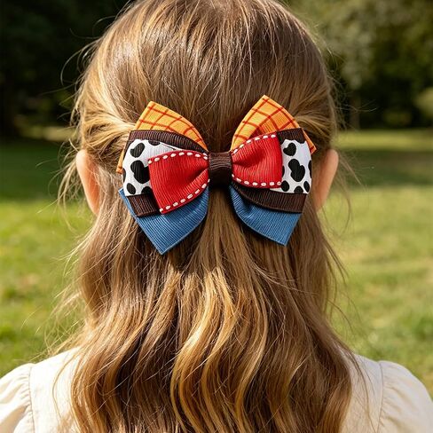 6pcs Baby Girl Hair Bow Clips Cowboy Theme Hair Bow Clips for Girls, Multicolor, 3.9inch Little GirlsToddler Kids Teens Birthday Party Daily Wear in Kuwait