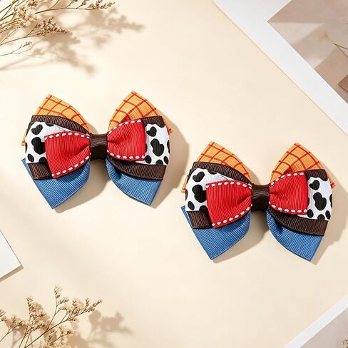 6pcs Baby Girl Hair Bow Clips Cowboy Theme Hair Bow Clips for Girls, Multicolor, 3.9inch Little GirlsToddler Kids Teens Birthday Party Daily Wear in Kuwait