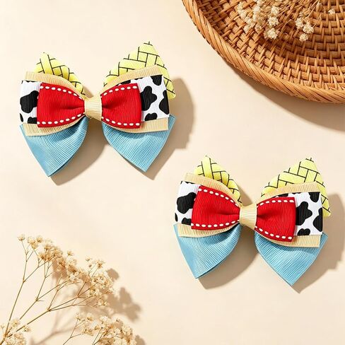 6pcs Baby Girl Hair Bow Clips Cowboy Theme Hair Bow Clips for Girls, Multicolor, 3.9inch Little GirlsToddler Kids Teens Birthday Party Daily Wear in Kuwait