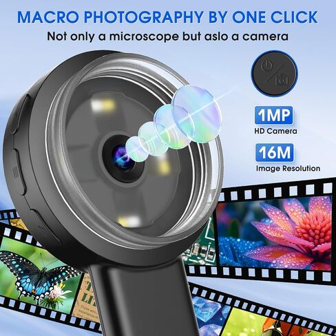 Pocket Digital Microscope Magnifying Glass with Light for Kids and Adults | 100X Handheld Pocket Size Jewelers Loupe with 2" Screen, Portable USB Coin Magnifier for Collector Jewelry Trichome in Kuwait