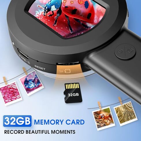Pocket Digital Microscope Magnifying Glass with Light for Kids and Adults | 100X Handheld Pocket Size Jewelers Loupe with 2" Screen, Portable USB Coin Magnifier for Collector Jewelry Trichome in Kuwait