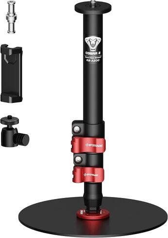RB-A200-S Tabletop Round Base Monopod Stand with Phone Holder & Ball Head | 22" Adjustable Desk Camera Stand, 22 lb Load Capacity, 1/4" & 3/8" Mount for Camera, Phone, Light, Mic, Monitor in Kuwait