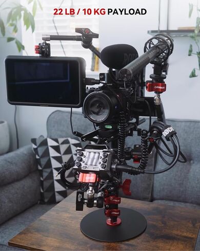 RB-A200-S Tabletop Round Base Monopod Stand with Phone Holder & Ball Head | 22" Adjustable Desk Camera Stand, 22 lb Load Capacity, 1/4" & 3/8" Mount for Camera, Phone, Light, Mic, Monitor in Kuwait