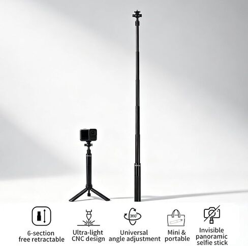 Invisible Long-Arm Selfie Stick,1/4 Universal Mount,Compatible with Hero Series,Action Cameras with 1/4 Mount Holes,or Adapters (Universal Ball Head Model) in Kuwait