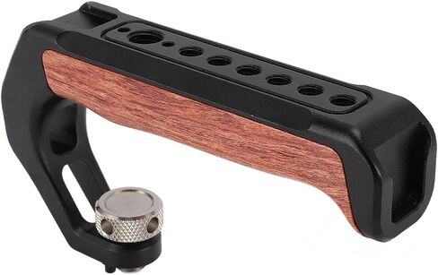 Top Handle for DSLR Camera, Easy Installation Aluminum Alloy Pearwood Handle Cold Shoe Top with 3 Cold Shoes and 1/4 3/8 Screw Holes for Mic Flash Lightweight Grip for in Kuwait