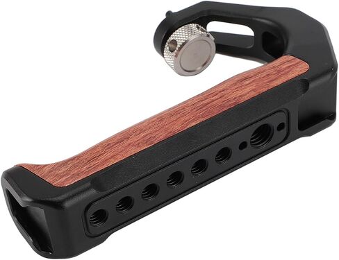 Top Handle for DSLR Camera, Easy Installation Aluminum Alloy Pearwood Handle Cold Shoe Top with 3 Cold Shoes and 1/4 3/8 Screw Holes for Mic Flash Lightweight Grip for in Kuwait