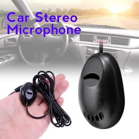 MekedeTech Mic 3.5mm External Microphone Assembly for Car Vehicle Head Unit Bluetooth Enabled Audio Stereo Radio Receiver GPS DVD with 3m Cable Plug and Play in Kuwait
