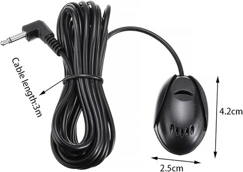 MekedeTech Mic 3.5mm External Microphone Assembly for Car Vehicle Head Unit Bluetooth Enabled Audio Stereo Radio Receiver GPS DVD with 3m Cable Plug and Play in Kuwait