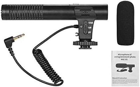 Camera Microphone, Super Cardioid Shotgun Mic with NCR Noise Reduction 3.5mm for DSLR Camcorder Video Recording Interview Vlogging in Kuwait