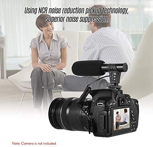 Camera Microphone, Super Cardioid Shotgun Mic with NCR Noise Reduction 3.5mm for DSLR Camcorder Video Recording Interview Vlogging in Kuwait