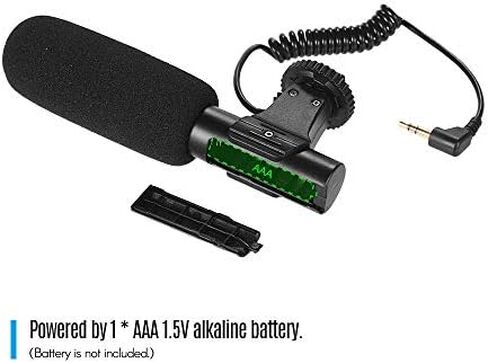 Camera Microphone, Super Cardioid Shotgun Mic with NCR Noise Reduction 3.5mm for DSLR Camcorder Video Recording Interview Vlogging in Kuwait