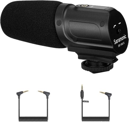 Saramonic Shotgun Mic Camera Microphone with Shock Mount&WindCover Professional Condenser Microphone Cardioid for DSLR Canon Nikon Camcorders YouTube Video Interview Streaming Recording-SR-VM1X in Kuwait