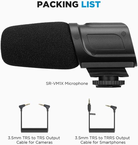 Saramonic Shotgun Mic Camera Microphone with Shock Mount&WindCover Professional Condenser Microphone Cardioid for DSLR Canon Nikon Camcorders YouTube Video Interview Streaming Recording-SR-VM1X in Kuwait