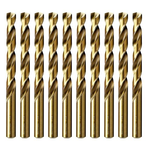 MAXTOOL 1/4" 10PCs Identical Cobalt Jobber Length Drill Bits HSS M35 Twist Drill Bits Fully Ground Golden Straight Shank Drills; JBF35G10R16E10 in Kuwait