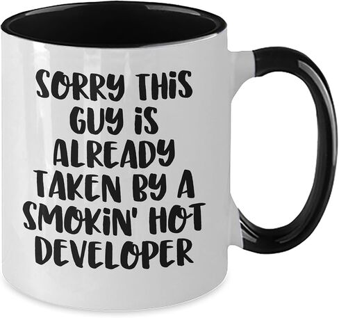 Developer Gifts from Friends for Valentine's - Sorry This Guy Is Already Taken By A Smokin' Hot Developer - Two Tone Coffee Mug in Kuwait